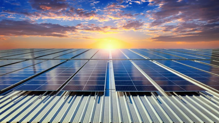 Solar panels on a roof in Pakistan