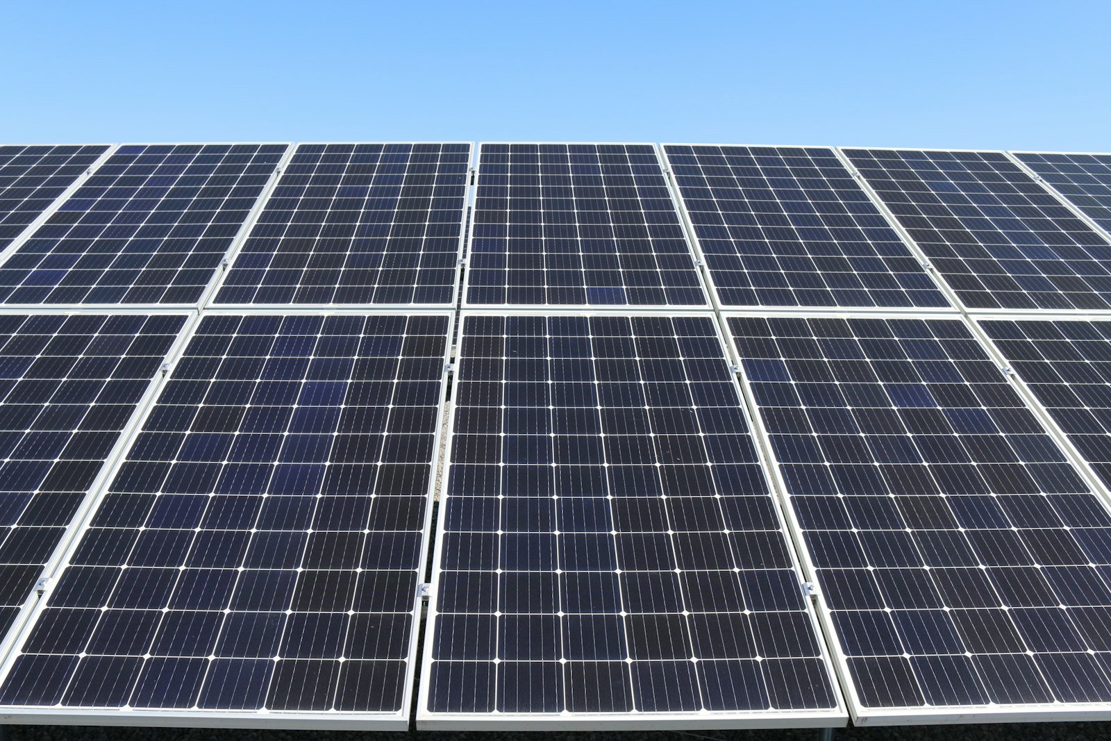 Close-up of high-wattage monocrystalline solar panels
