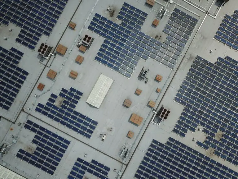 Aerial view of a rooftop solar installation - ip65 inverter